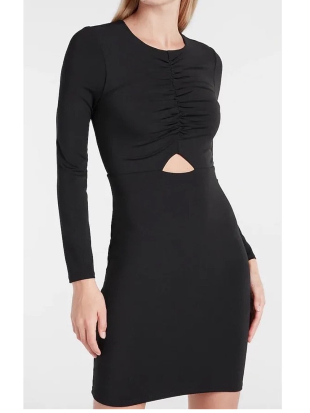 Express Body Contour crew neck long sleeve mini dress, Small
